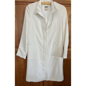 HILARY RADLEY White Formal Coat Dress-length Double-lined Acetate Size 10 DETAIL